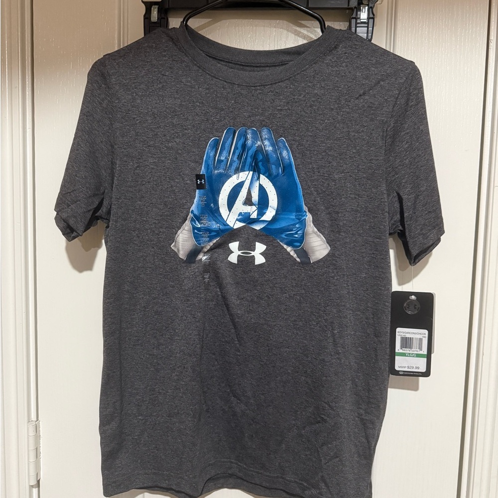 Under Armour Kids Marvel Avengers Football Gloves Tshirt Size Youth Large